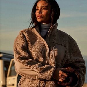 Fabletics Taupe Teddy Jacket